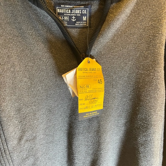 VINTAGE NWT Mens Nautica Jeans Grey Quarter Zip Pull Over Sweater - Picture 8 of 12